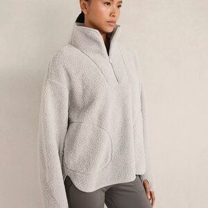 Haven Well Within Sherpa Half-Zip Mock Neck Pullover Grey Sz Large Cozy Soft NEW